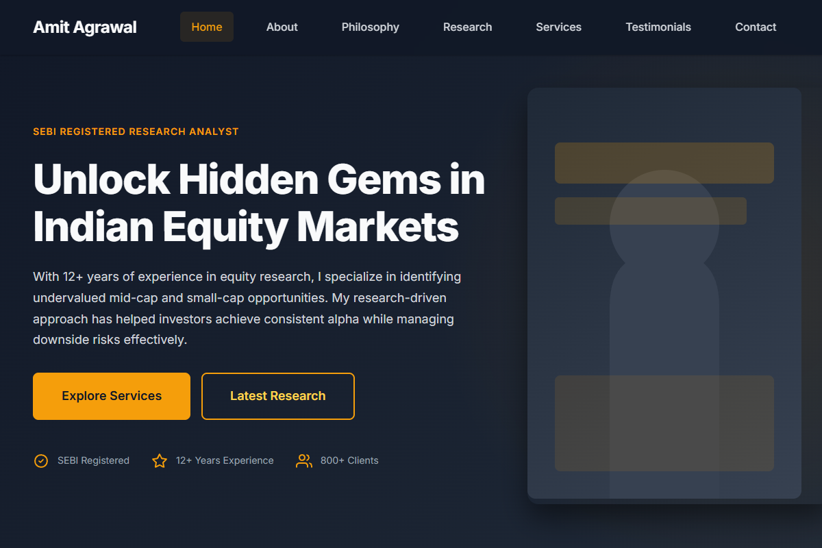 Research Analyst - Amit Agrawal website example