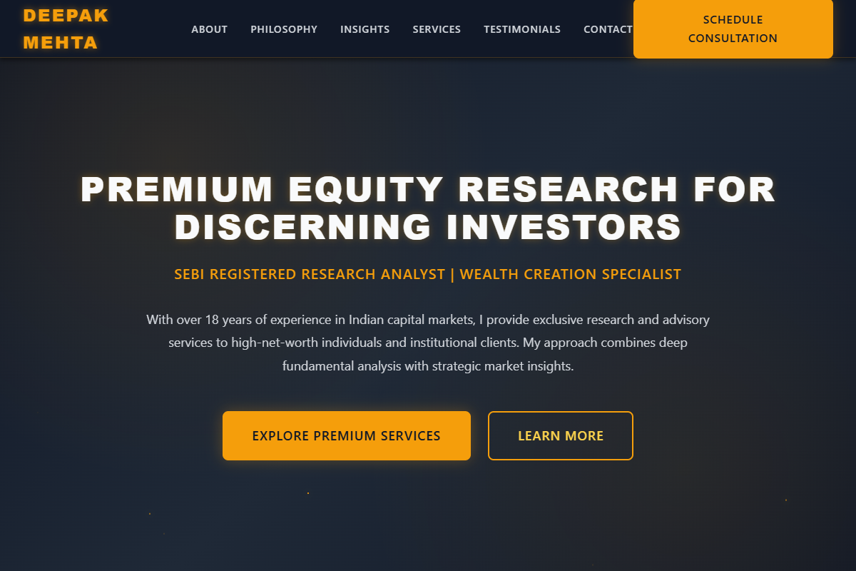 Wealth Management - Deepak Mehta website example