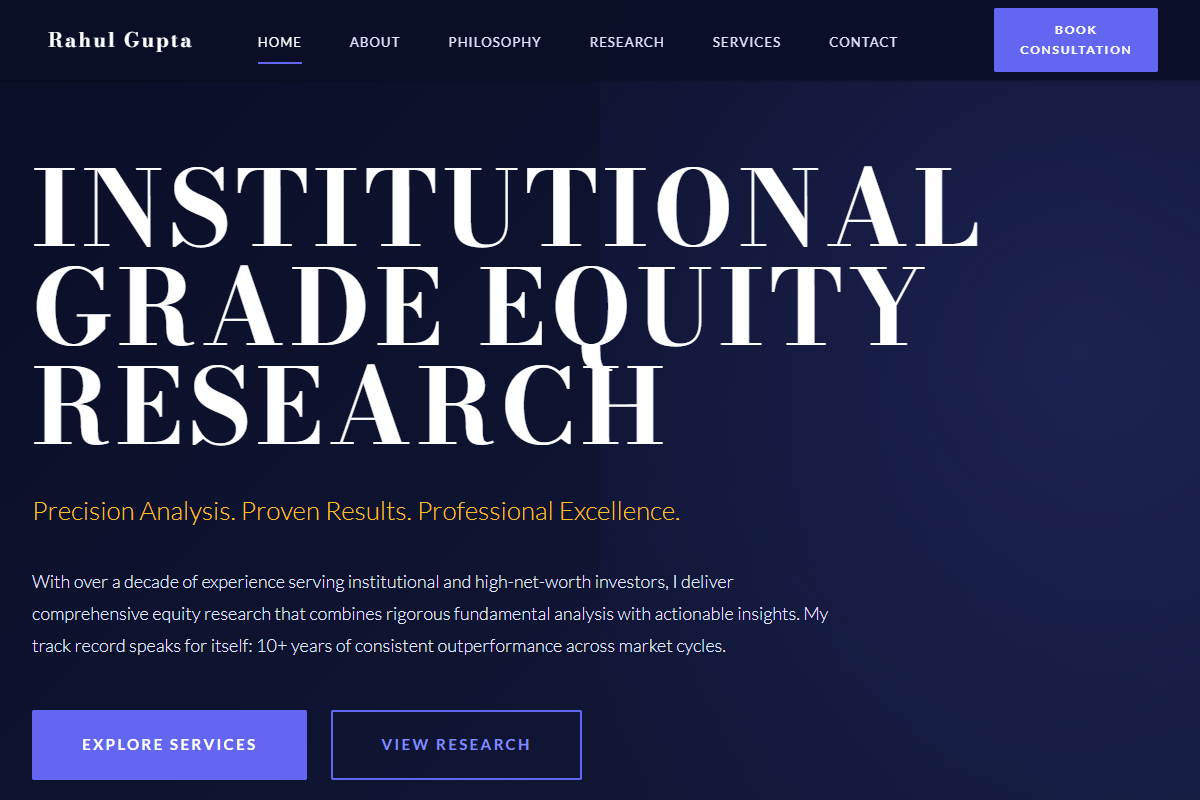 Research Analyst - Priya Verma website example