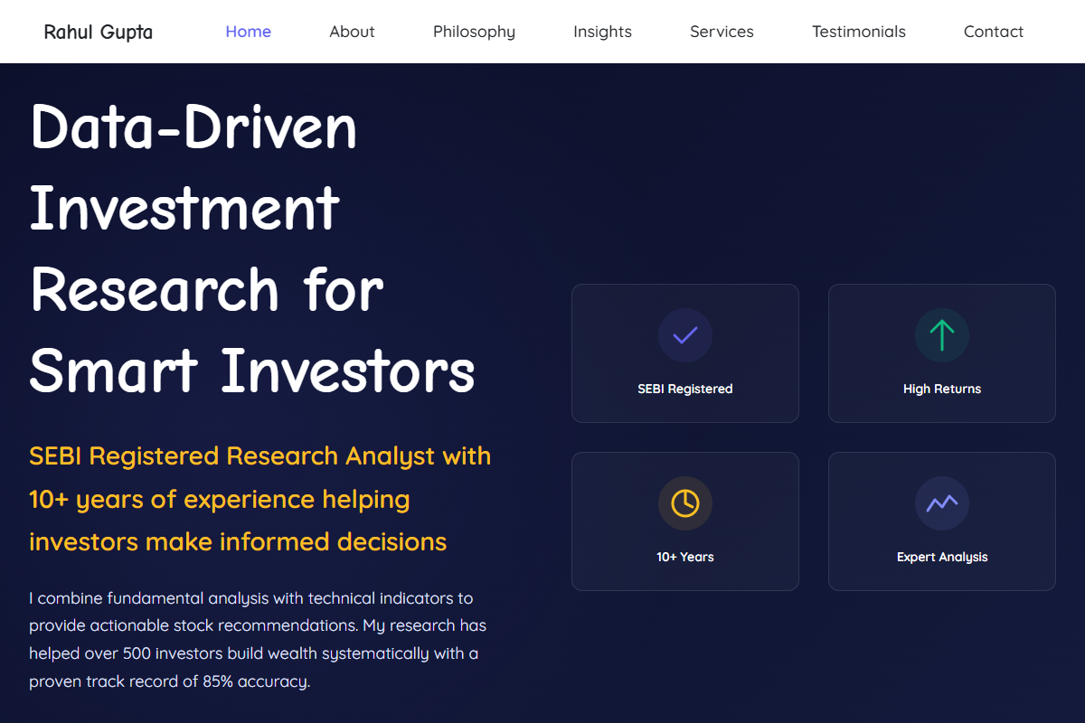 Wealth Advisory - Rahul Sharma website example