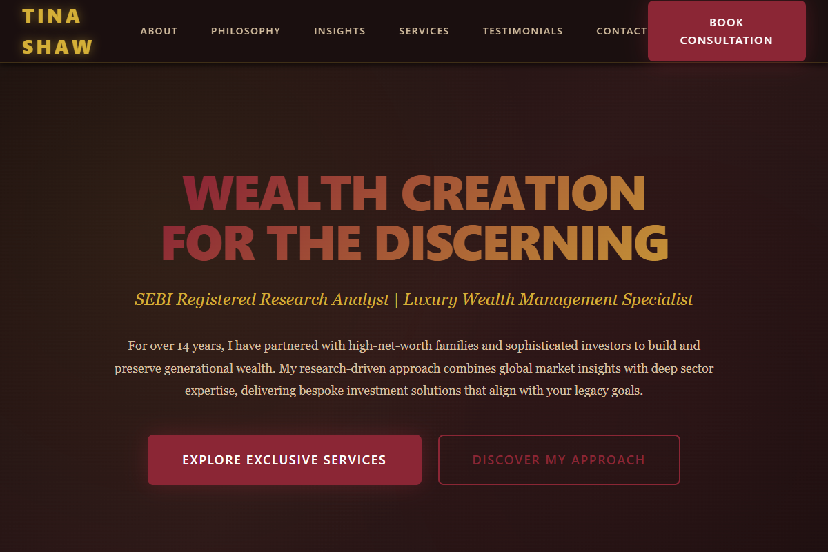 Luxury Wealth - Tina Shaw website example