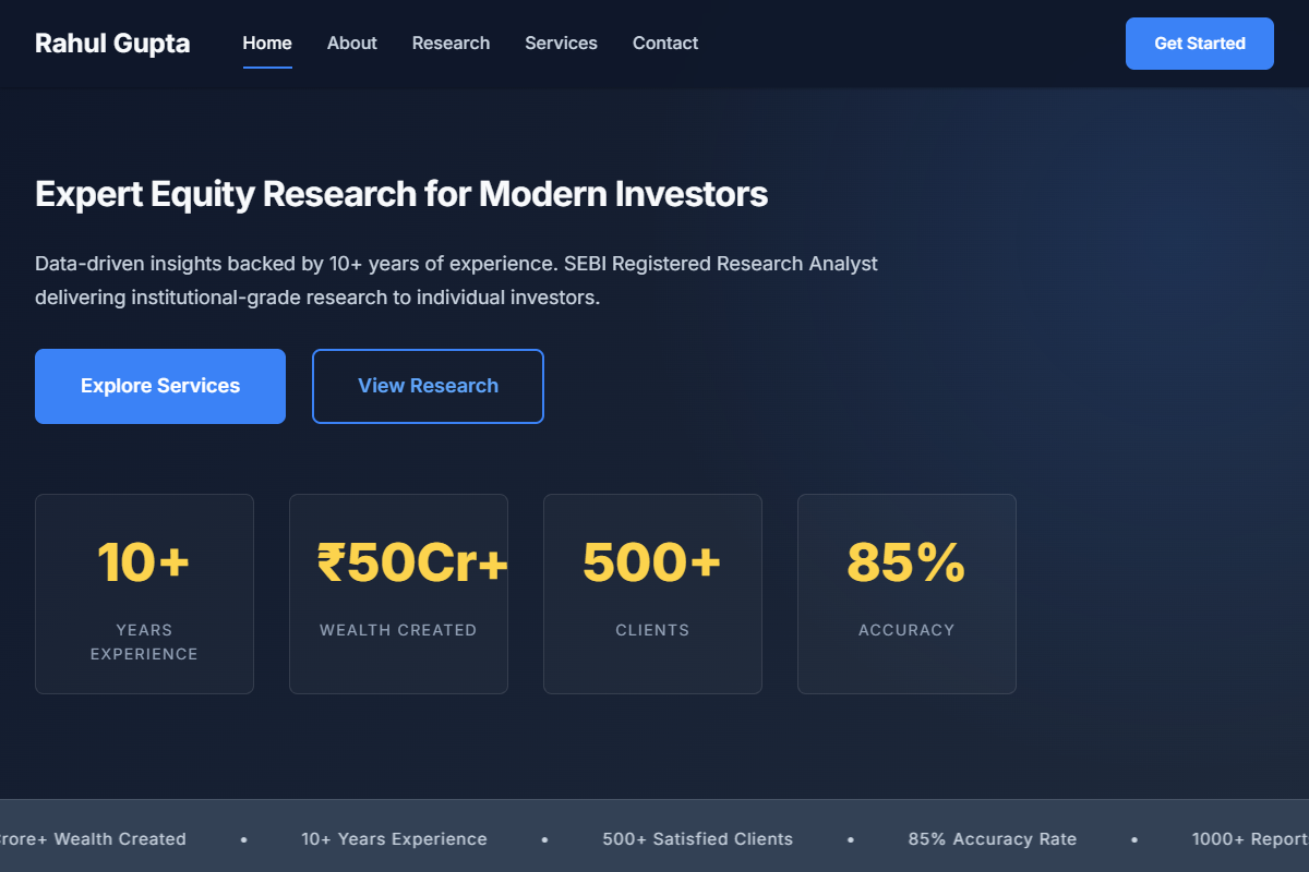 Investment Insights - Vikram Singh website example